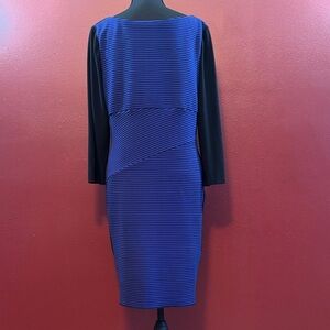 Chaps Blue and Black Long Sleeve Dress